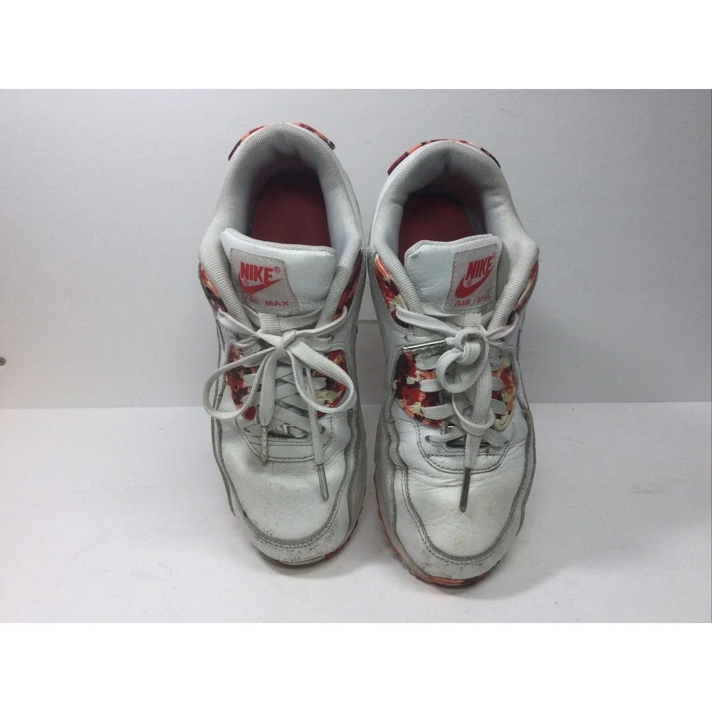 Nike Air Max 90 London Eton 813150-100 Womens Size 7 White & Red Leather Shoes